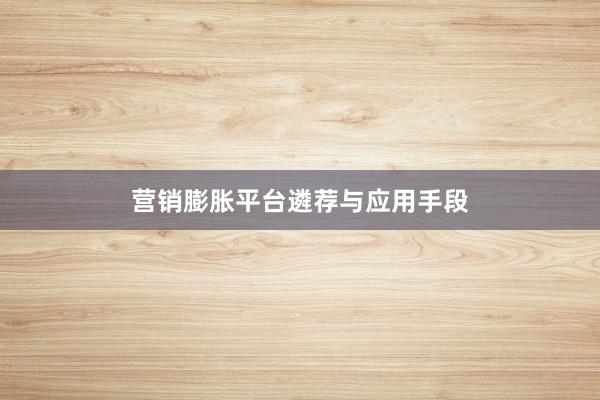 营销膨胀平台遴荐与应用手段